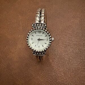 Chico's Silver Tone Hinge Cuff Watch 8.25” Bracelet Working New Battery
